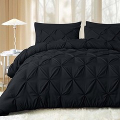 Queen Bedding Set 7pc, Comforter with Sheets, Shams, Black