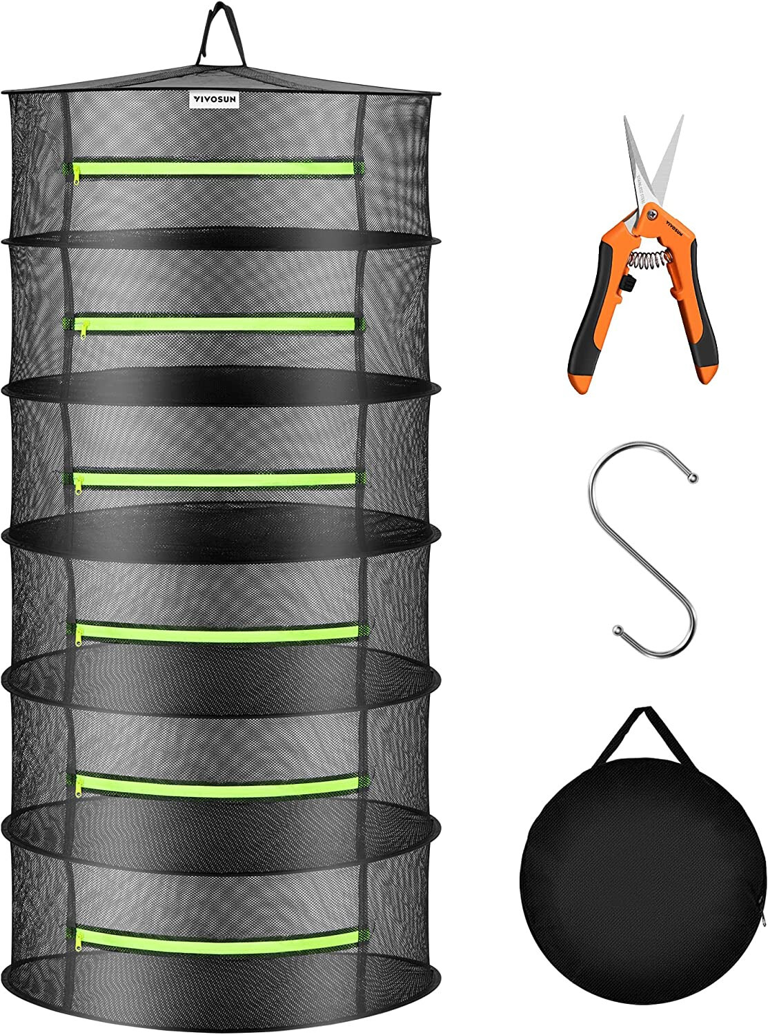 2ft 6-Layer Hanging Herb Mesh Rack Foldable Drying Net with Zippers gallery