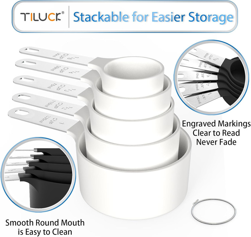 TILUCK Measuring Cups & Spoons Set, Stackable Cups and Spoons, Nesting Measure C gallery