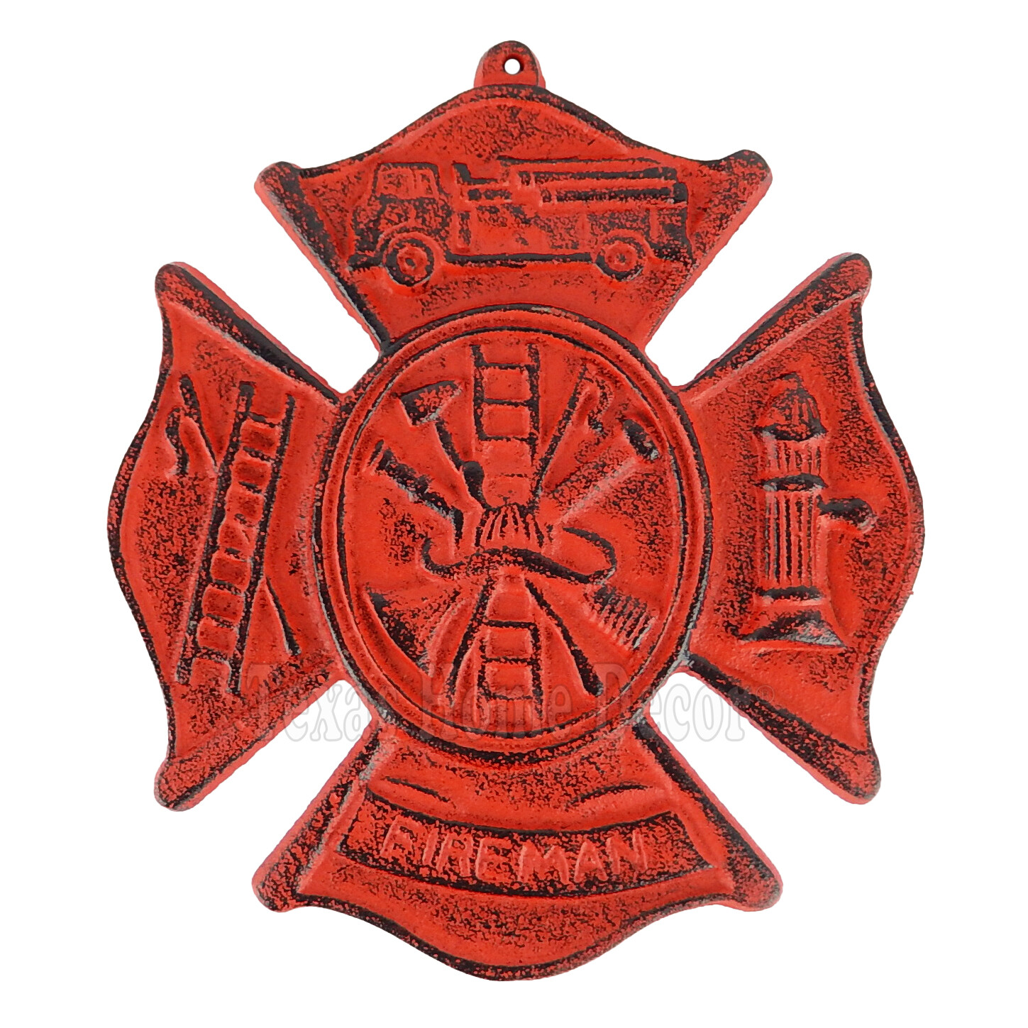 Cast Iron Red Fireman Firefighter Wall Decor Emblem Logo Plaque Maltese Cross gallery