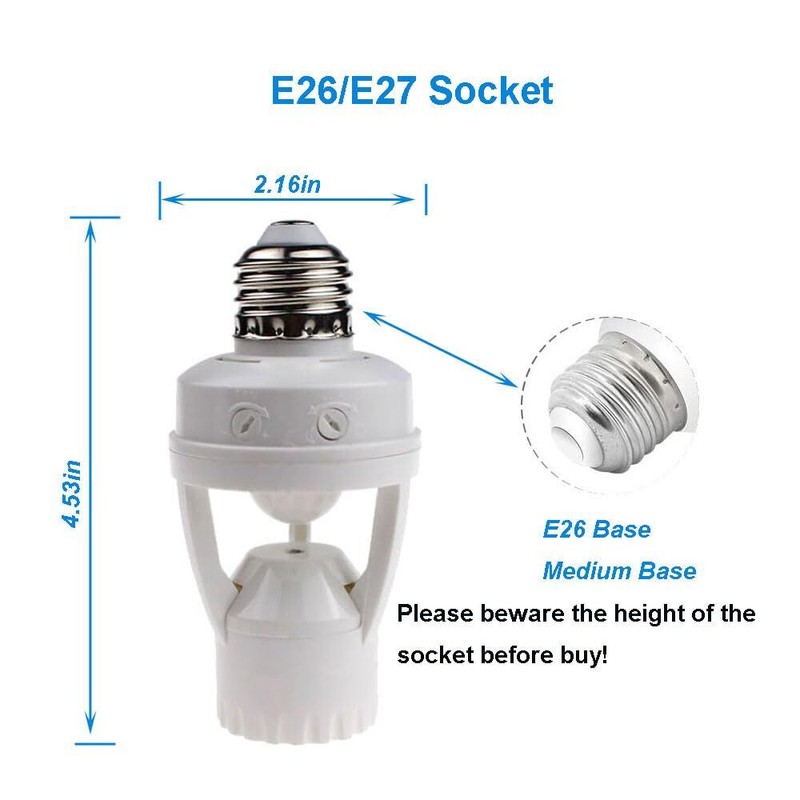 2 pack Screw-In Motion Detector Sensor Light Socket 360° up to 25' All E26 Bulb gallery