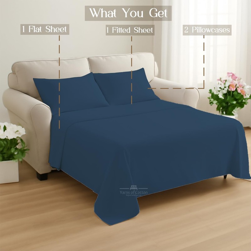 Sleeper Sofa 4 Piece Bed Sheet Set Premium Quality 100% Cotton 500 Thread Cou... gallery