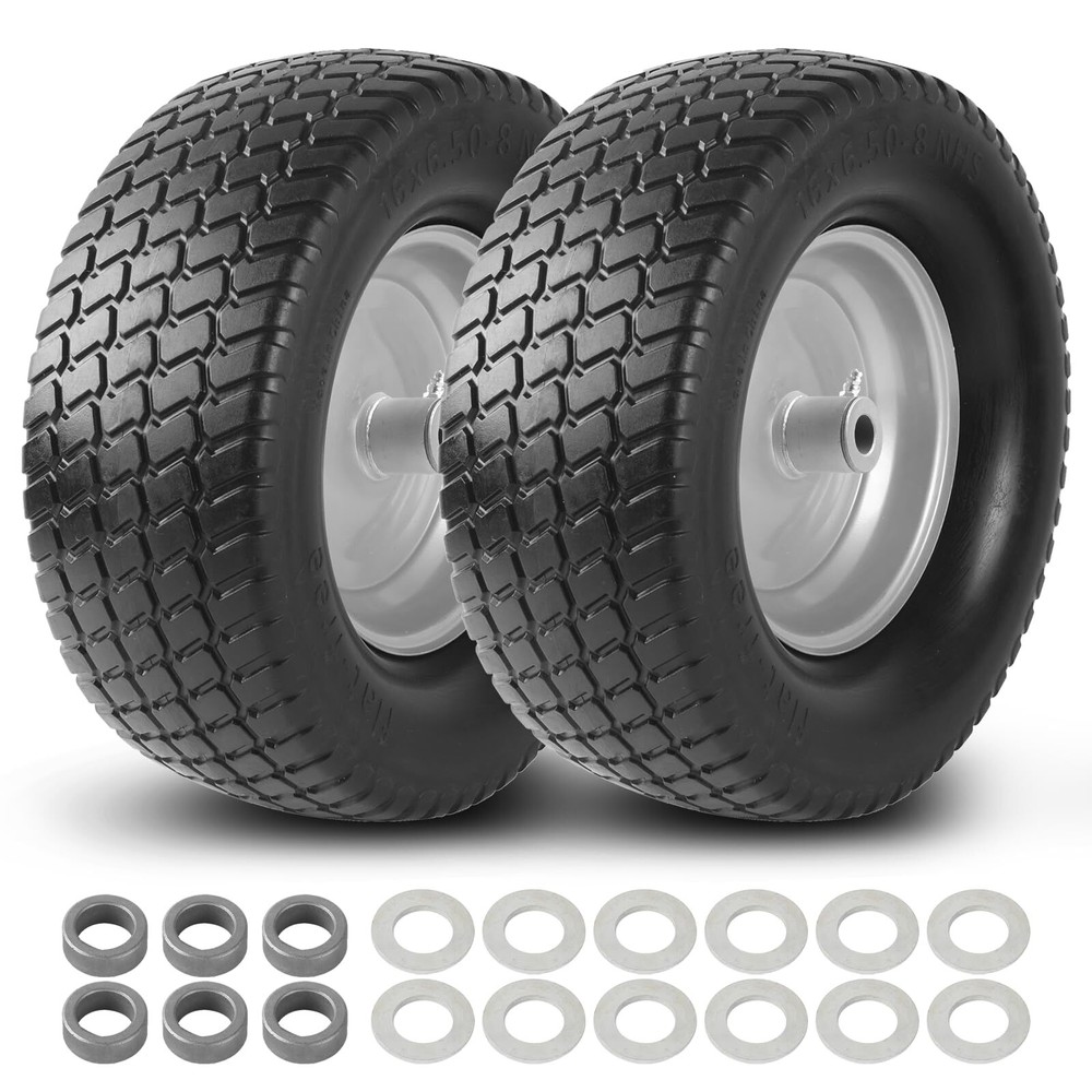 16x6.50-8 Flat-Free Tire & Wheel Assembly 2-Pack for Lawn Mowers