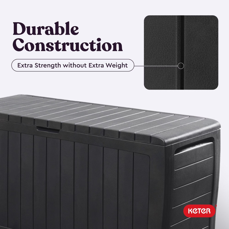 Keter Marvel Plus 71 Gallon Resin Deck Box Graphite Outdoor Patio Storage gallery