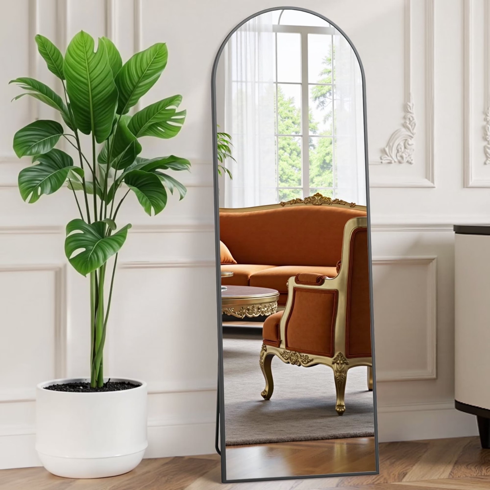 EDX Arched Full Length Mirror 59"x16" Full Body Mirror Rectangle Free Standing gallery
