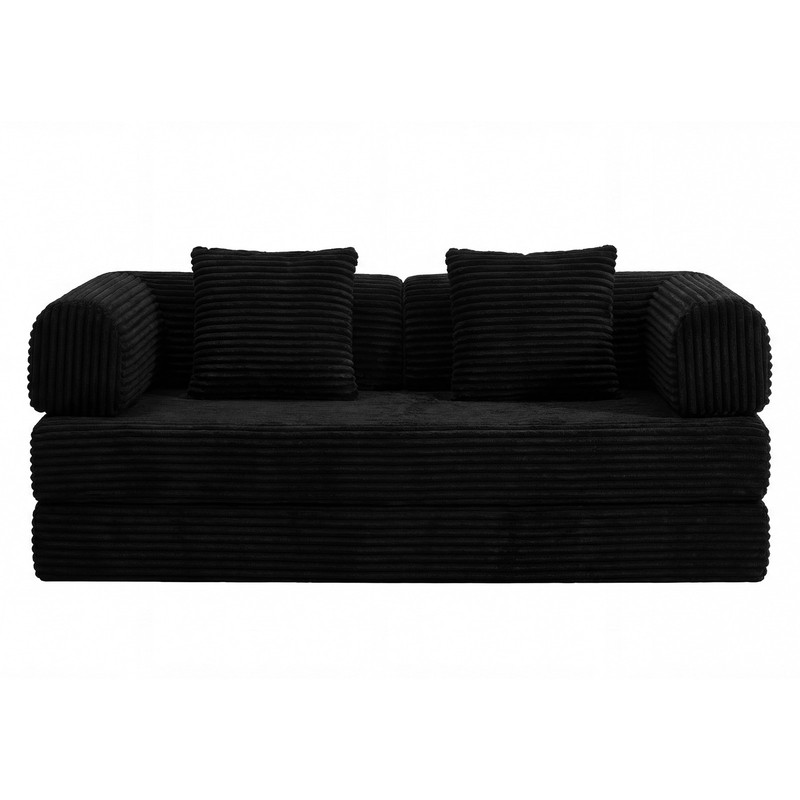 Compression Sofa Convertible Floor Sleep Bed Modular Sectional Corduroy Black gallery