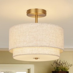 Semi Flush Mount Ceiling Light Fixture,12.6” Gold Light Fixtures Ceiling Mou…