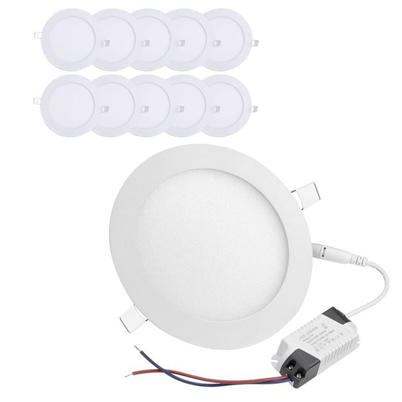 Recessed LED Ceiling Flat Lighting 6000-6500K Cool White 6 inch 12 Watt 10PCS gallery