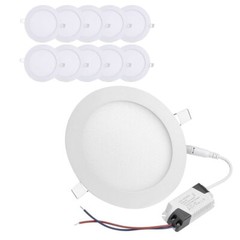 Recessed LED Ceiling Flat Lighting 6000-6500K Cool White 6 inch 12 Watt 10PCS