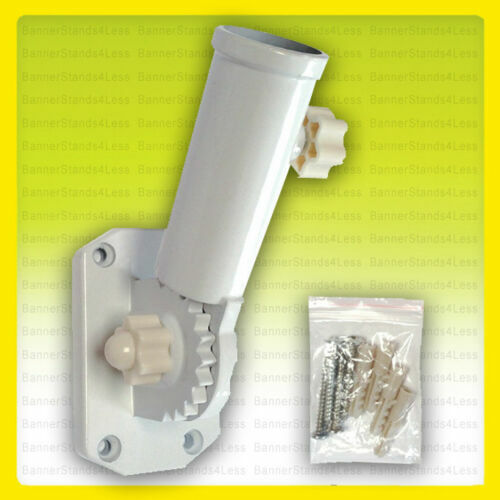 Adjustable Flag Pole BRACKET Holder Fit 1" diameter Mounting (White Knob)
