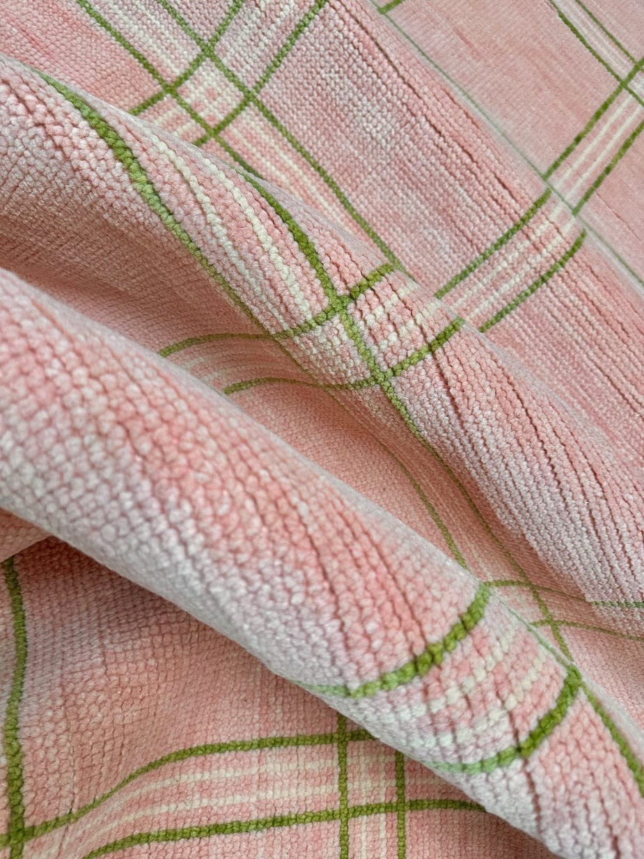 concord pink Plaid Wool Rug Checkered Area Rug Modern HandKnotted 8x10 gallery
