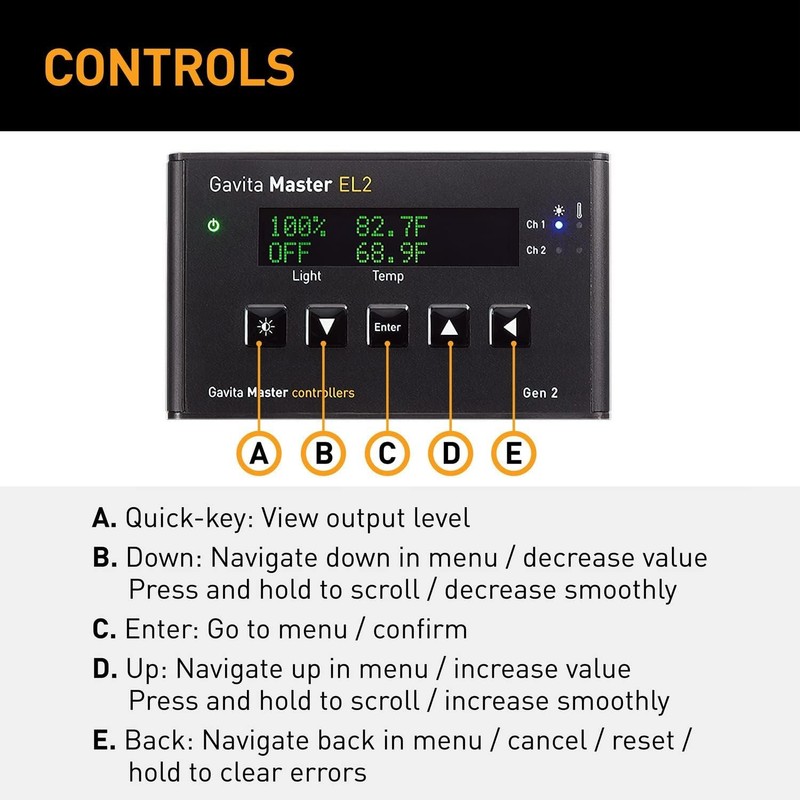 Gavita Master Controller EL2 Gen 2 Black – Dual Zone Lighting Control, LCD Displ gallery