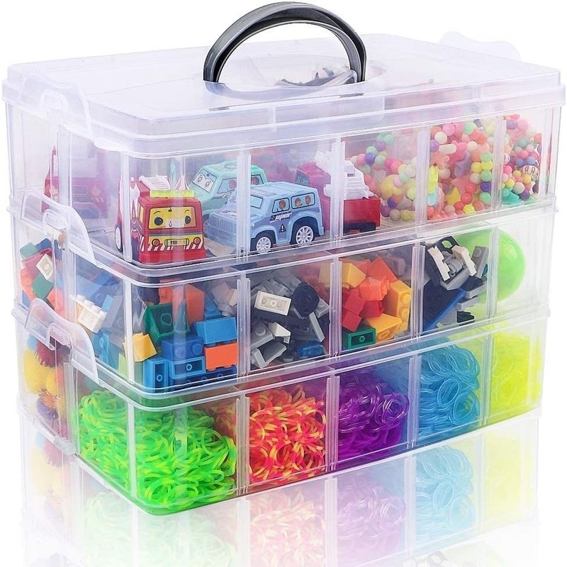 Lightweight 3-Tier Craft Storage Box with Snap Closure - 30 Adjustable Sections gallery