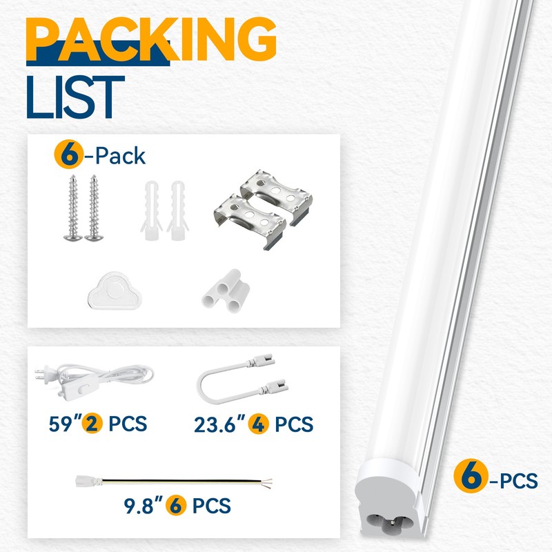 12 Pack LED T5 Integrated Single Fixture 4FT 2200lm 6500K 20W LED Shop Light ETL gallery