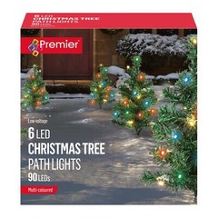 6 Christmas Tree Path Lights with LED’s – 40cm Multi-Coloured