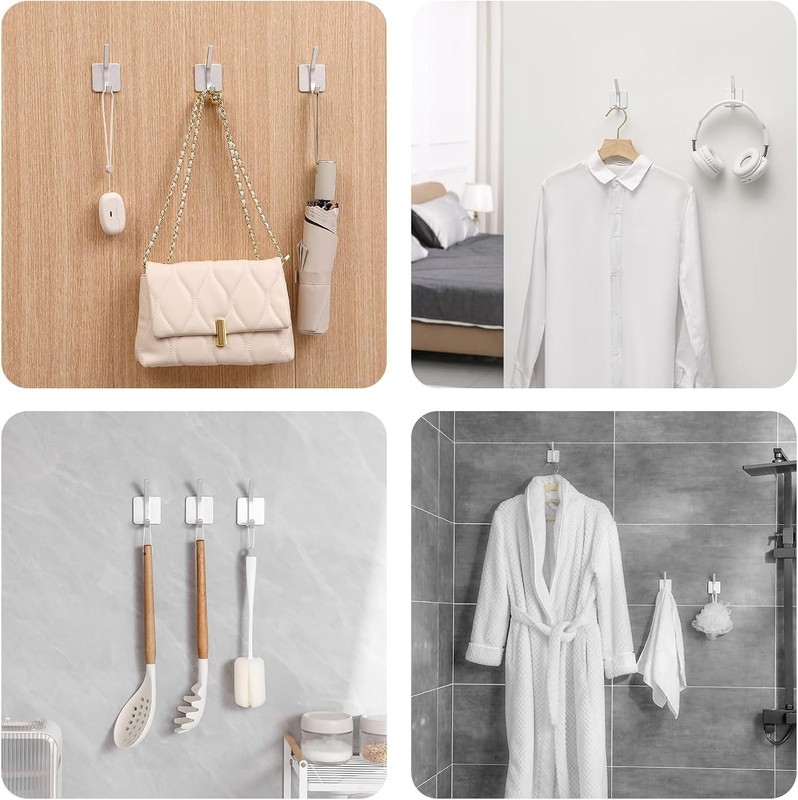 Multipurpose Heavy Duty Adhesive Hooks - 30LB Capacity, Waterproof for All Rooms gallery