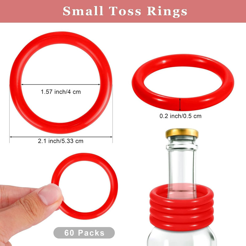 60 Pack Plastic Ring Toss Rings 2.1 Inch for Carnival Party Games, Red gallery