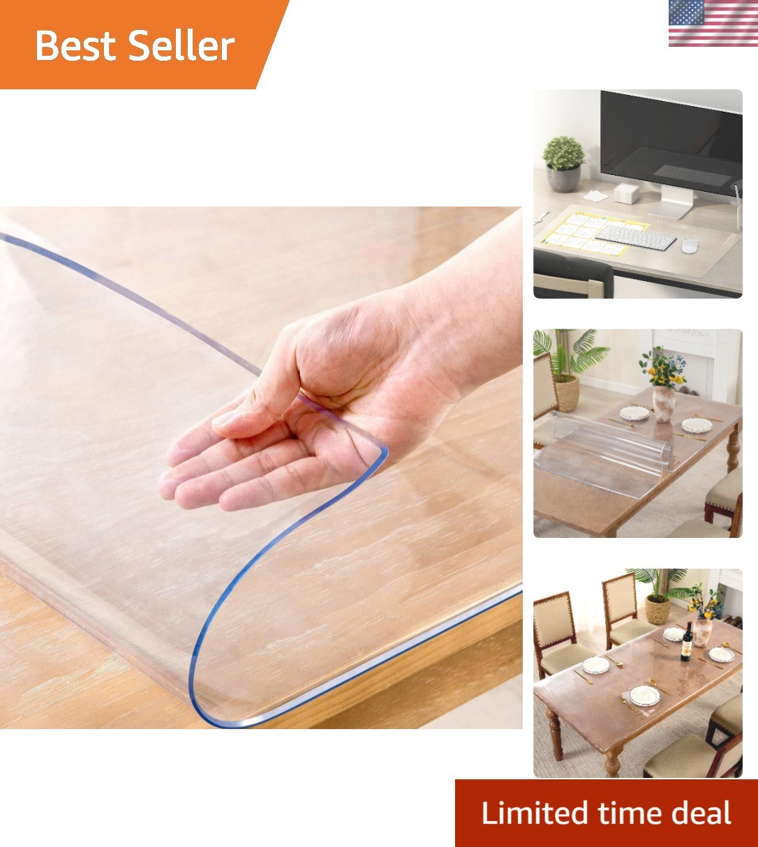 19 x 60 Inch Clear Table Cover Protector, 2mm Thick Clear Table Protector for... gallery