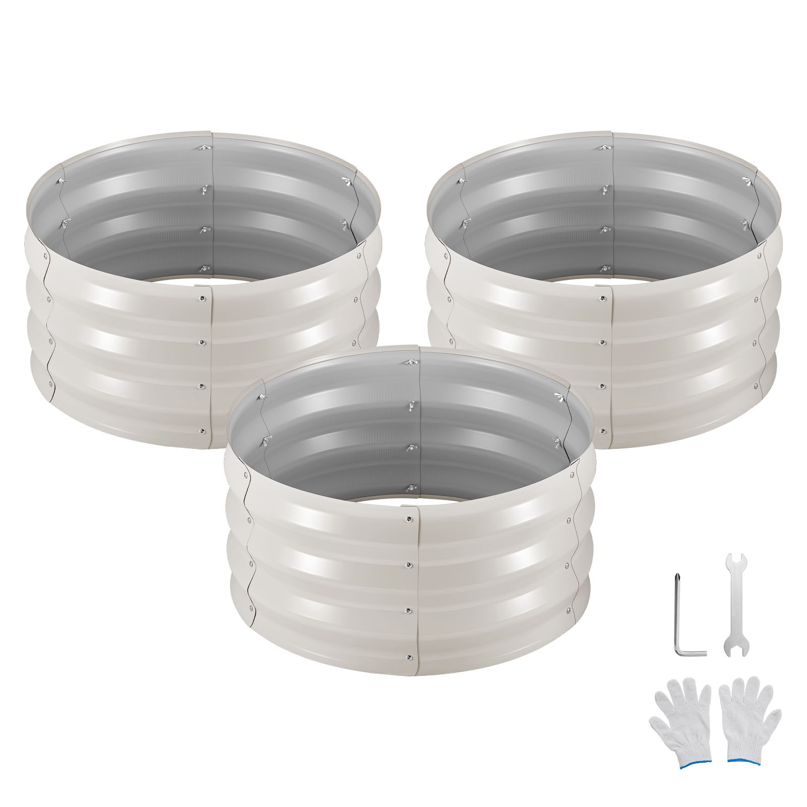 Uimoso 3 Pcs Galvanized Metal Raised Garden Beds 2x2x1 ft Round Planter Boxes gallery