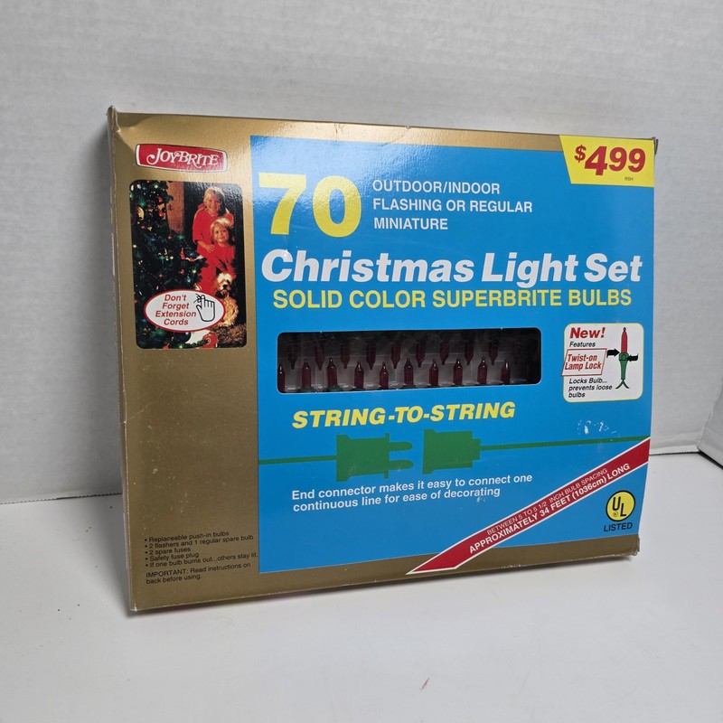 Joybrite Christmas Mini Light Solid Color RED Superbrite 70 Outdoor/Indoor VTG gallery