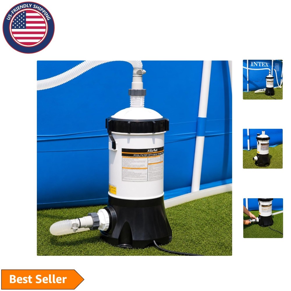 Durable Above Ground Pool Filtration System - 1.5" Fitting, 25 GPM Flow Rate