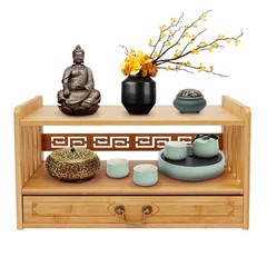 Altar Table with Drawer,Puja Table for Home,Perfect Used for Meditation, Prayers