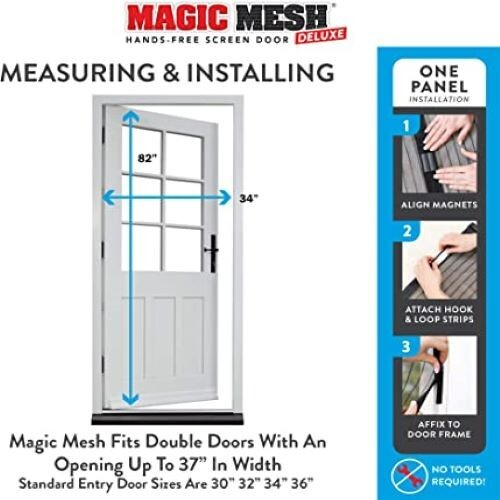 Magic Mesh Deluxe Hands Free Magnetic Screen Door 39"x83" - Black (MM011124) gallery