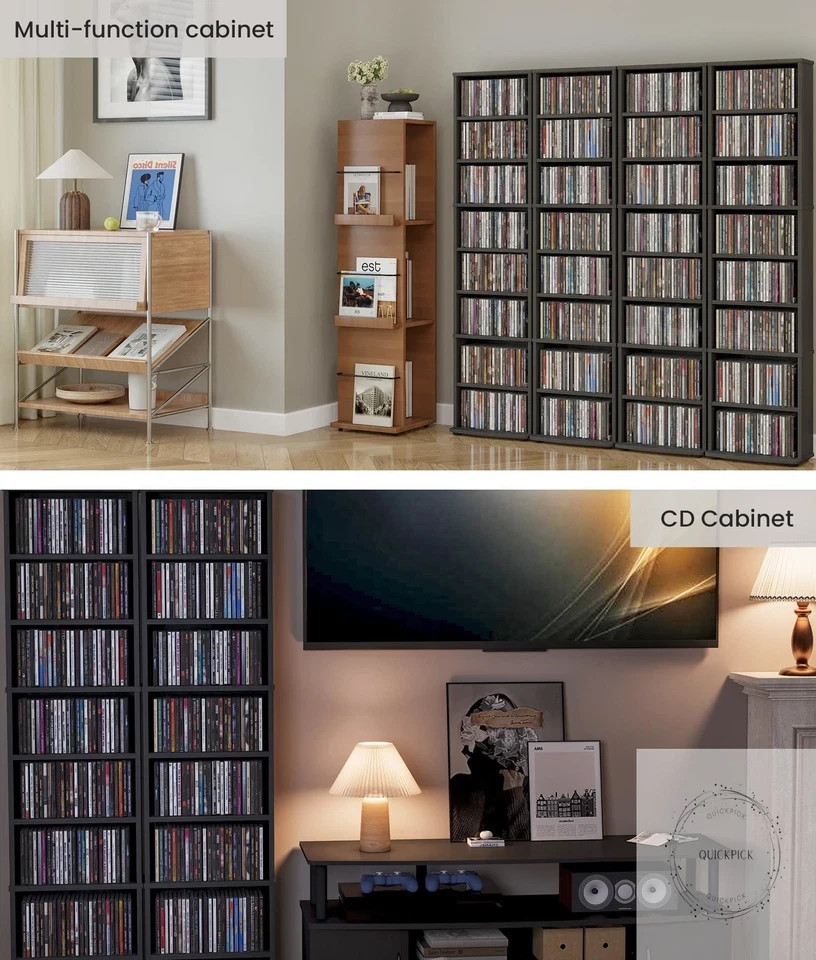 CD Storage Tower, 8-Tier CD Cabinet with Adjustable Shelves DVD Stand Tower gallery