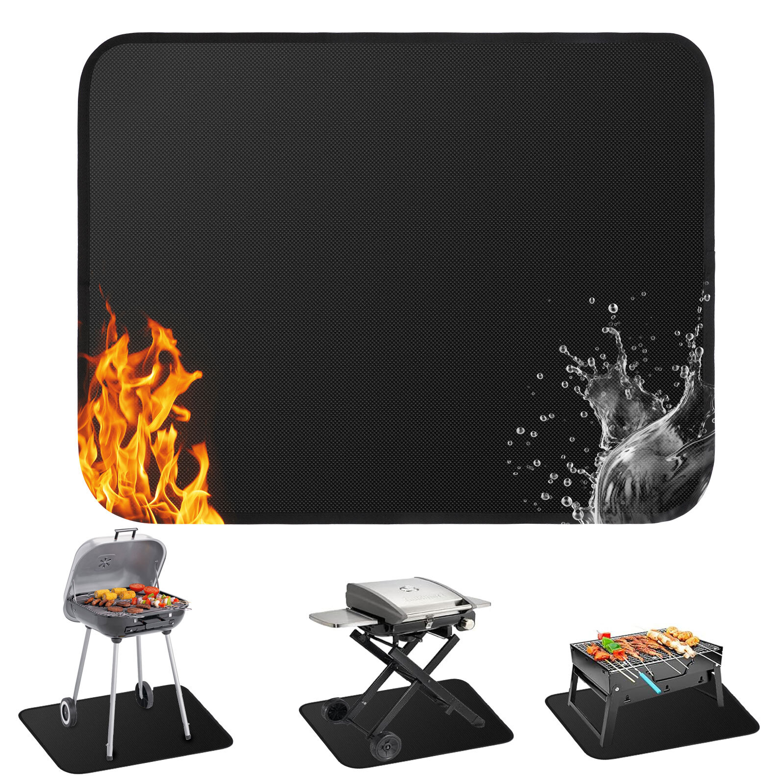 24x18in Under Grill Mat Fireproof Mat for Outdoor Tabletop Grill Deck Protector gallery