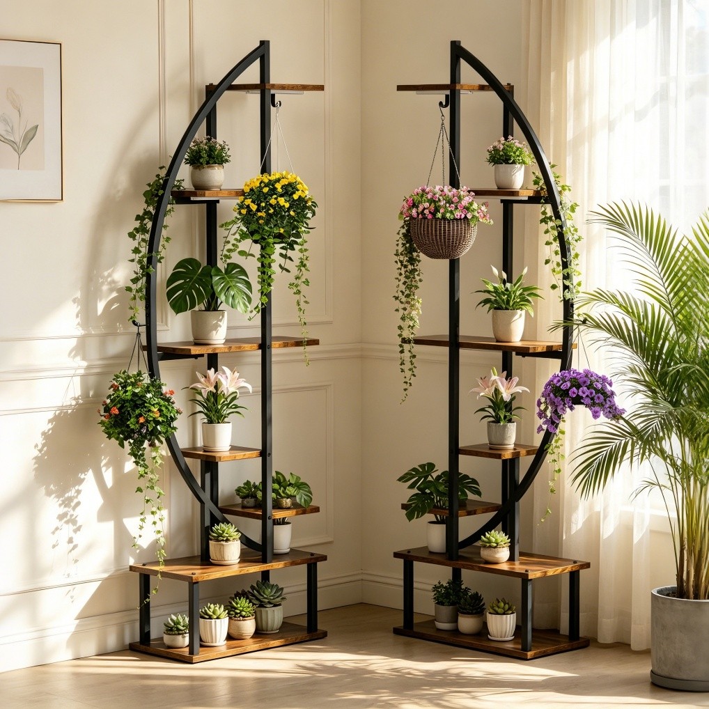 2PCS Plant Stand Indoor with Grow Lights Corner Large Flower Holder Display Rack gallery
