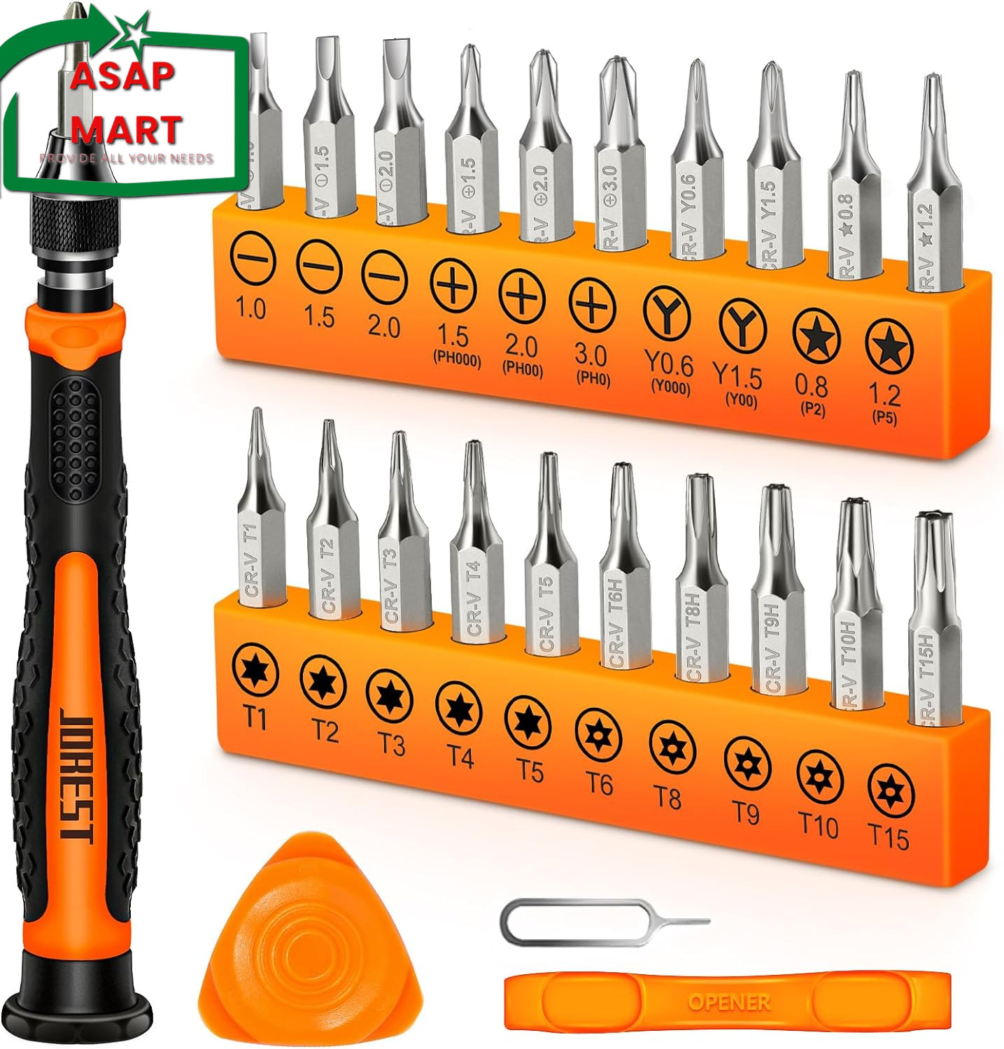 JOREST 24Pcs Small Precision Screwdriver Set with Torx T5 T6 T8 T9, Y00, Star P5 gallery