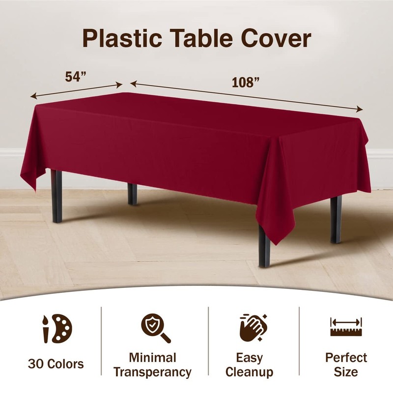 Exquisite 6-Pack Premium Plastic Tablecloth 54in. x 108in. Rectangle Plastic ... gallery