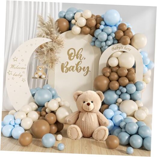 146Pcs Dusty Blue and Brown Balloon Arch Kit, Bear Baby Shower Decorations gallery