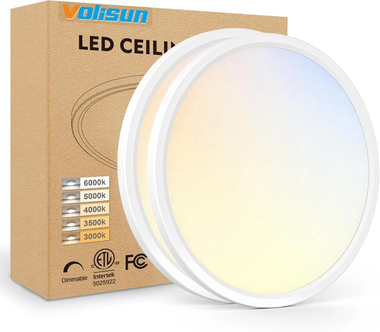 2Pack Led Flush Mount Ceiling Light Lamp Surface Fixture 3000k 4000k 6500k 5 CCT gallery