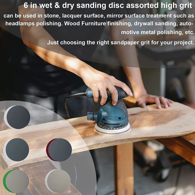 100PCS 6 inch Hook Loop Sanding Discs 1000 1500 2000 3000 5000 Wet Dry Sandpaper gallery