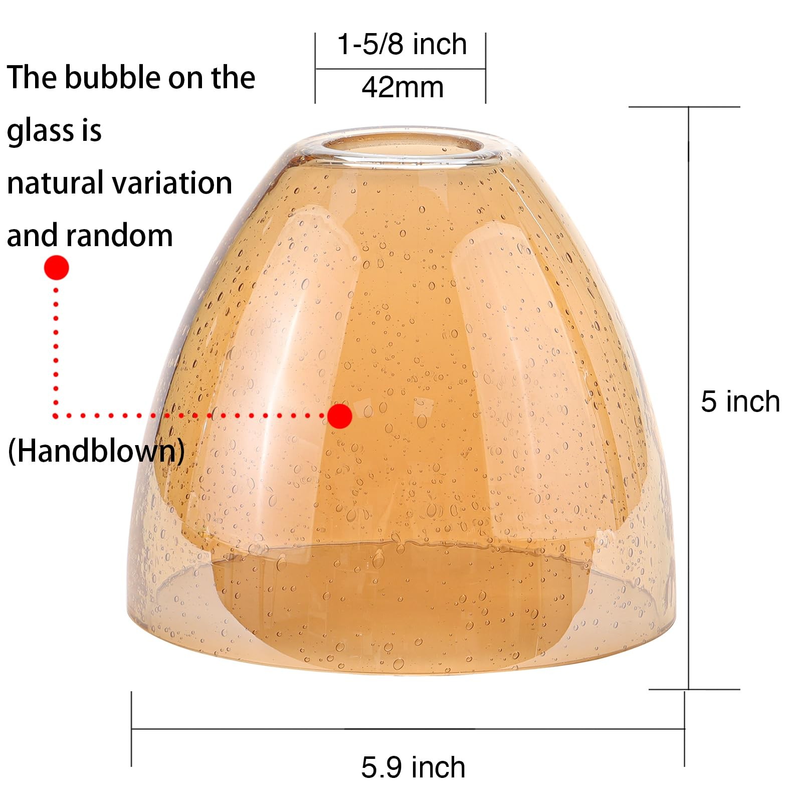 Bell Shade Lighting Fixture Glass Shade Replacement, 5.9"W x 5"H, 1-5/8 Inch ... gallery
