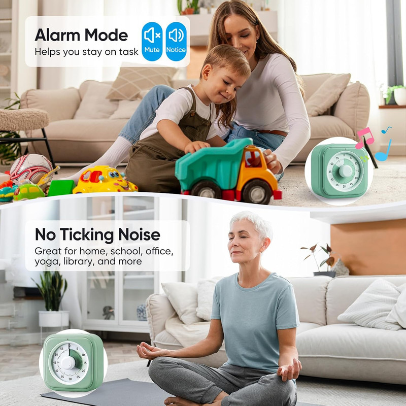 60 Minute Visual Timer for Kids, Silent Countdown Clock, Time Management Tool fo gallery