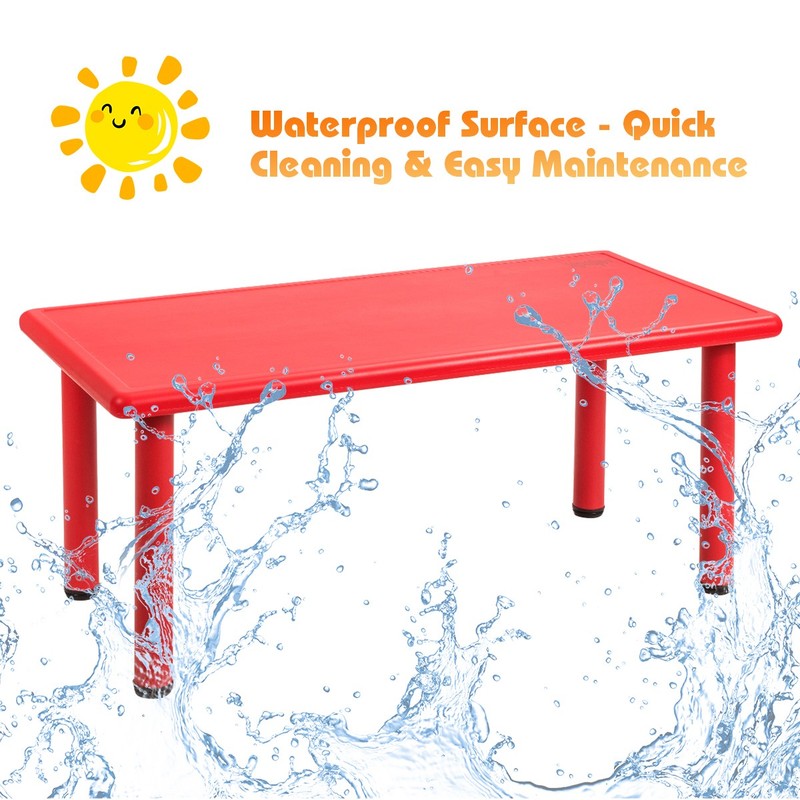 Costway Kids Plastic Rectangular Learn Play Table Playroom Kindergarten Home Red gallery