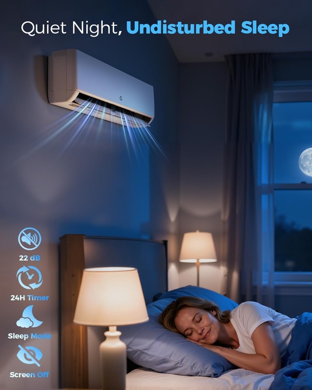 Dual Zone Mini Split Air Conditioner 12K+12K 18000 BTU Heat Pump 24 SEER2 WiFi gallery