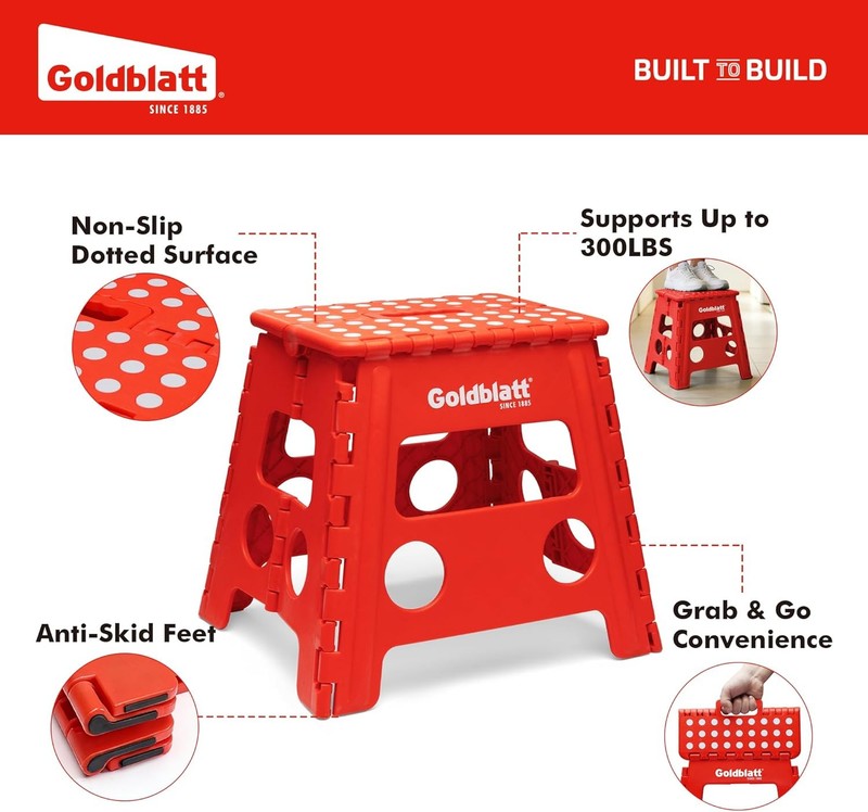 Goldblatt 12.5" Folding Step Stool for Adults and Kids Heavy-Duty Plastic Stools gallery