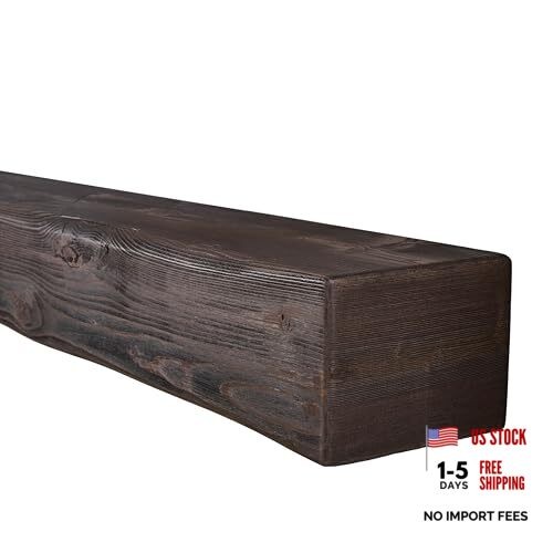 Handmade Fireplace Mantel Shelf, Rustic Wood Wall Mounted 48 inches Dark Walnut