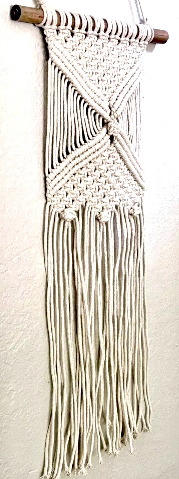 34"L Handcrafted Artisanal Beige Contemporary Macramé Wall Hanging Tapestry New gallery