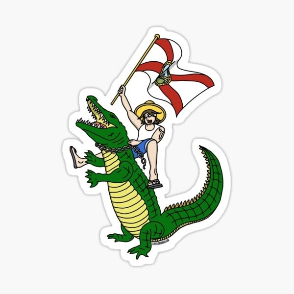 florida man riding gator funny Sticker laptop/ tumbler / wall sticker gallery