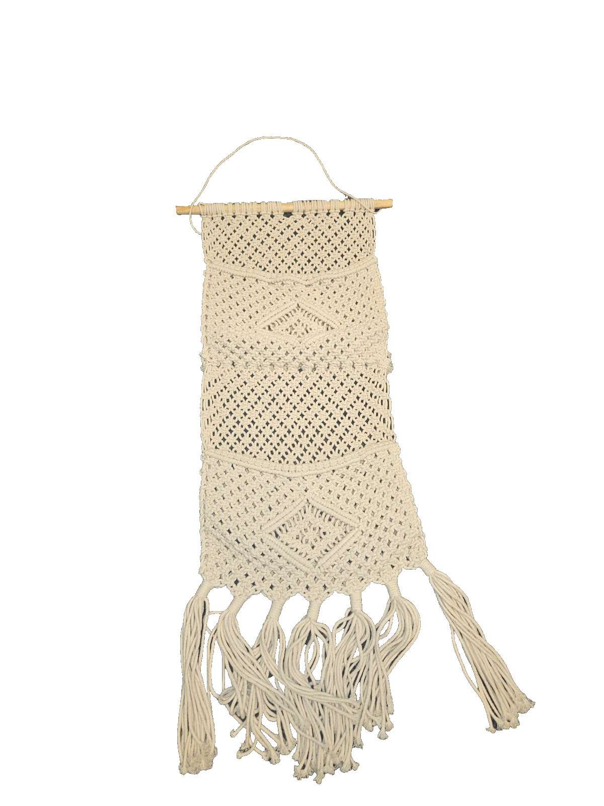 Macrame Wall Hanging Boho 2 pocket Woven Tapestry Tassel Home Decors 12 x 32 gallery