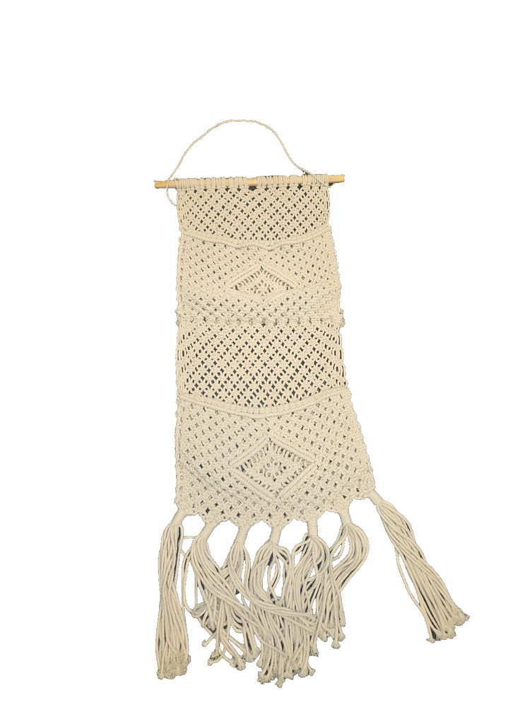 Macrame Wall Hanging Boho 2 pocket Woven Tapestry Tassel Home Decors 12 x 32
