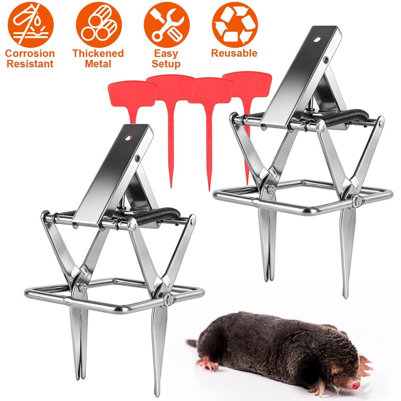 2x Easy Setup Reusable Mole Scissor Traps Solid Metal For Outdoor Rodent Control gallery