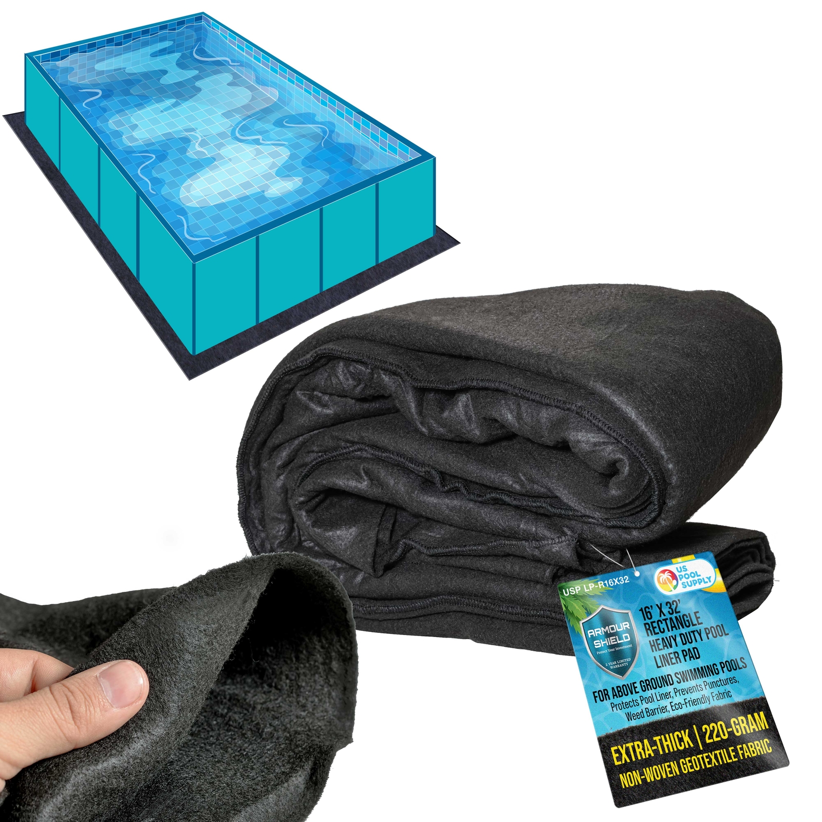 16-Foot x 32-Foot Rectangle Heavy Duty Pool Liner Pad Above Ground Swimming Pool gallery