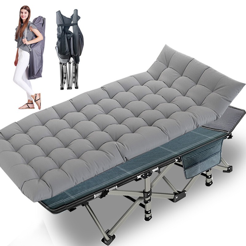 Folding Cot Rollaway Bed Lawn Reclining Chaise Lounge Sun Lounger with Mattress gallery