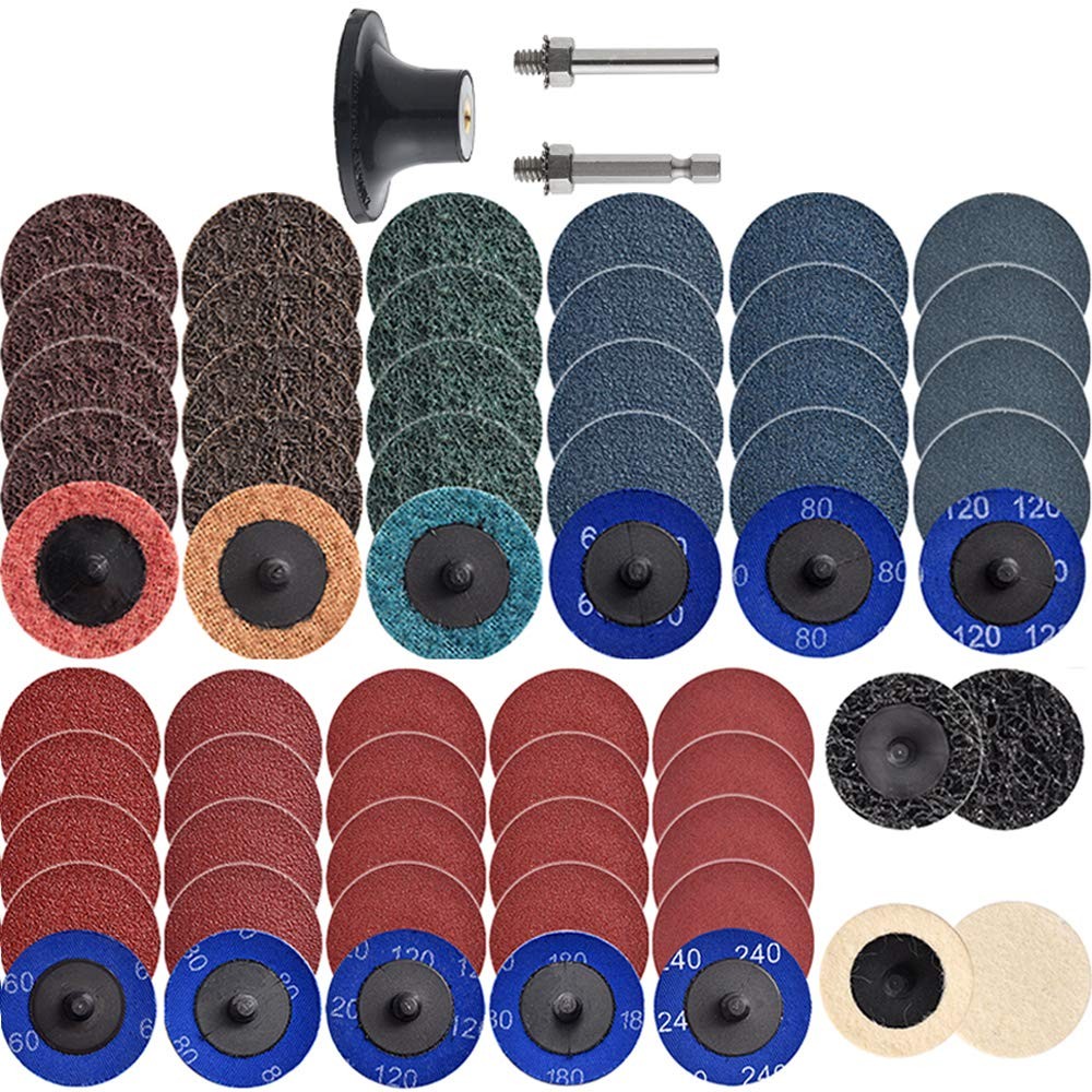 NYXCL 60pc 2" Quick Change Sanding Discs Set w/ 1/4" Holder & 5 Types gallery