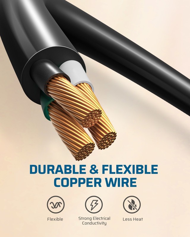 DEWENWILS 360 Rotating Flat Plug Extension Cord 1FT Short Power Cord 3PK gallery